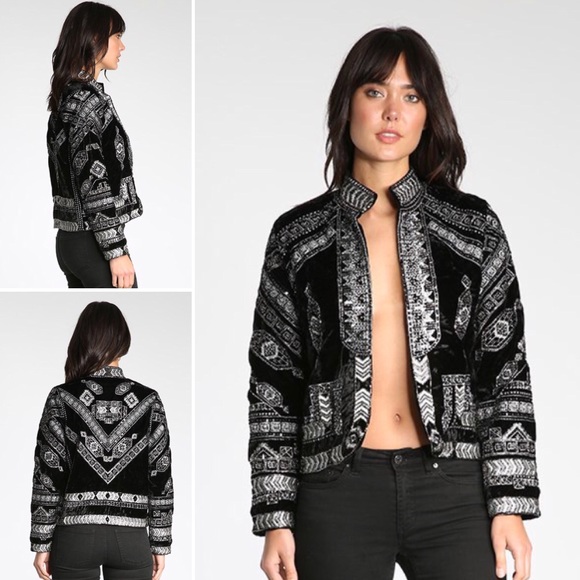 RAGA Jackets & Blazers - Raga Lunar Eclipse Black Velour Beaded Jacket szS